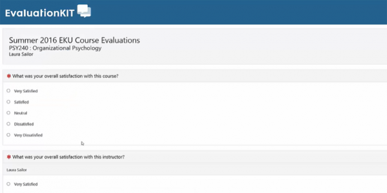 Course evaluation view